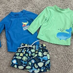Carter's Navy & Light Blue Whale Swim Set